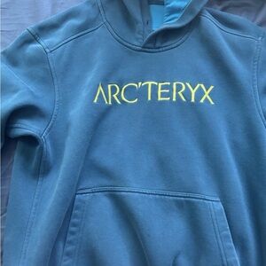 Arc'teryx Teal Hoodie with Yellow Logo
